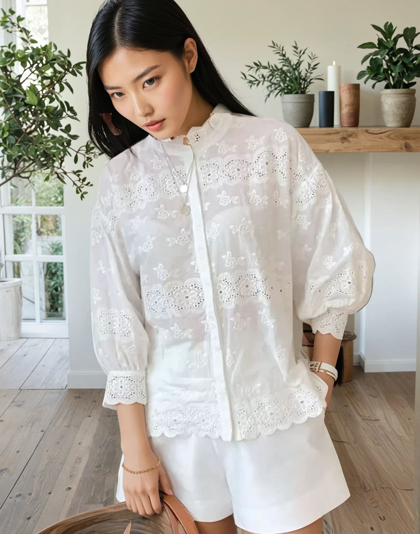 Elara Lace Embroidery Shirt