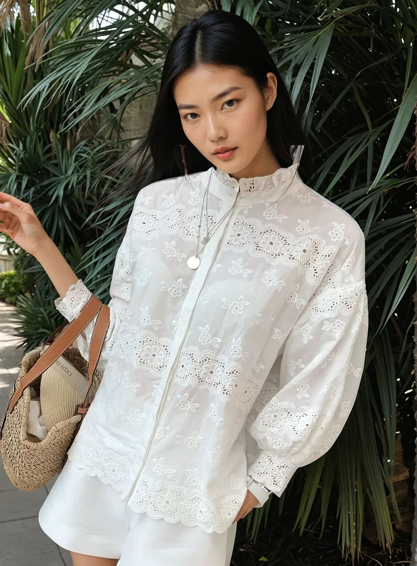 Elara Lace Embroidery Shirt