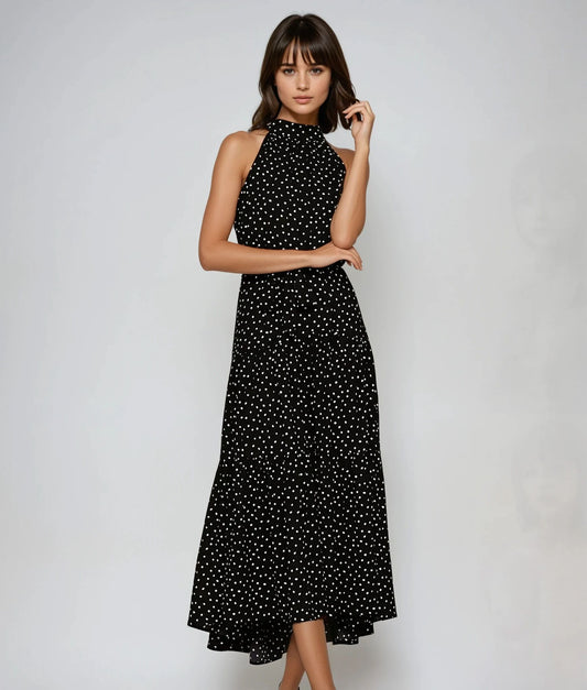 Polka Dot Halter Maxi Dress