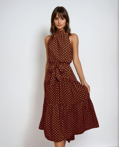 Polka Dot Halter Maxi Dress